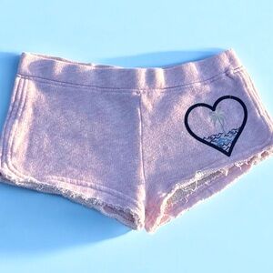 Girl's Play Six Acid Washed Pink Heart Sweat Shorts - Size 5